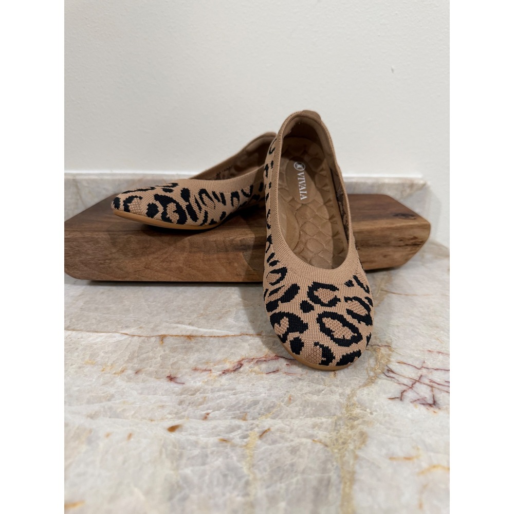 VIVAIA Claire Dark Leopard Knit Round Toe Ballet Flats Size 37 US 6.5 - Picture 3 of 10